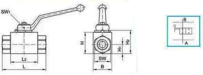 Рис.1. Схема блочного шарового крана DN 20 G3/4 PN 400 Rotelmann