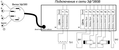 Рис.1. Схема подключения блока управления для контактной сварки РКС-Х5