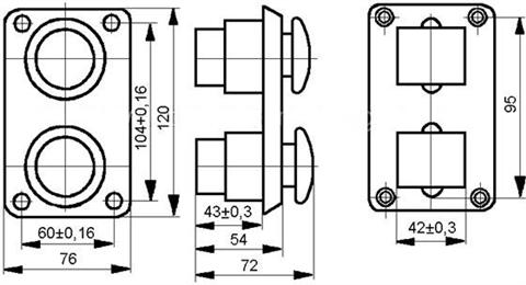 Рис.2. Габаритный чертеж переключателя ПКЕ-112(122)-2