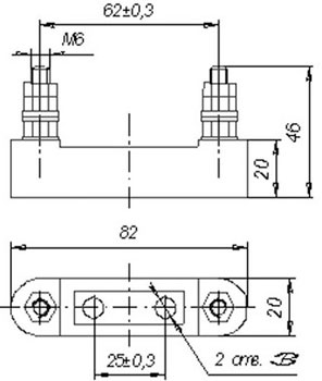 Рис.1. Габаритный чертеж панели клеммной резьбовой ПКР-М6-2